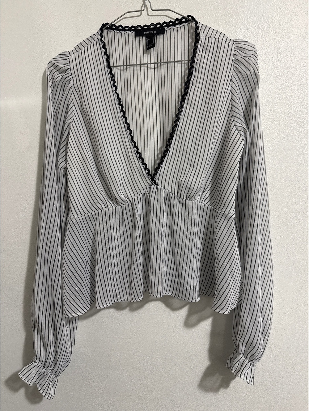 Forever 21 sheer V neck blouse M